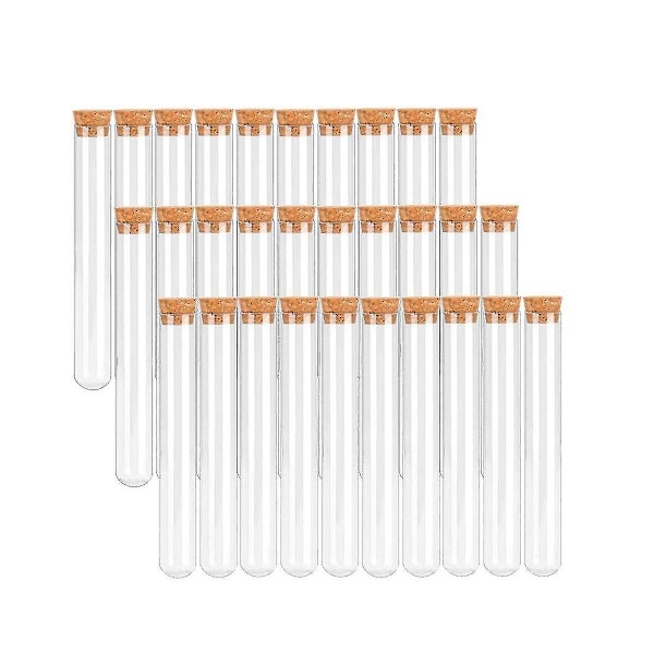 60 kpl testiputkea korkilla, 16x150mm(20ml), muoviset testiputket Kraft-paperilapulla ja köysisuppilolla