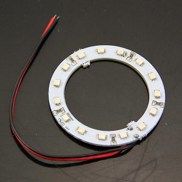 2x 12V 60MM 15 LED 3528 chip SMD Bil Angel Eyes Lys Rød Ring Ny