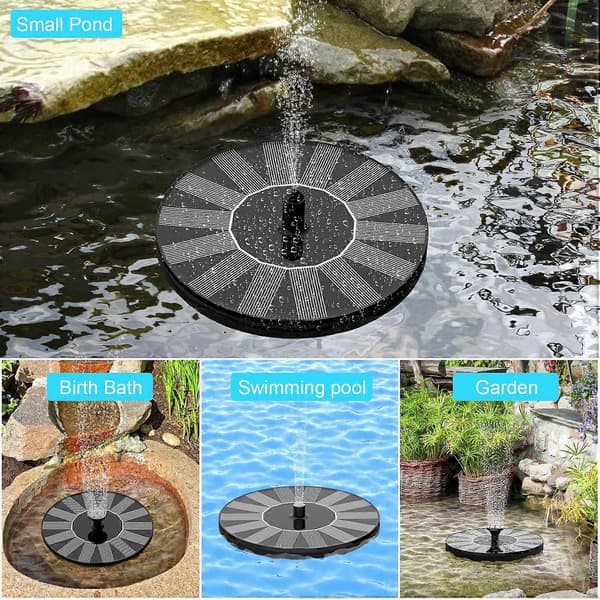Fontän - Solfontän / Vattenfontän Solcell - 16 cm Svart