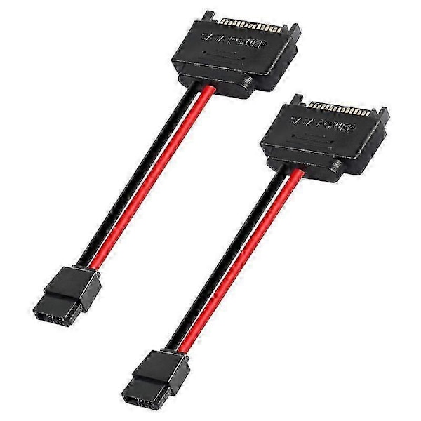 2 stk SATA 15-pin hann til 6-pin SATA-kabel SATA 15-pin til 6-pin strømtilpasningskabel for bærbar CDROM