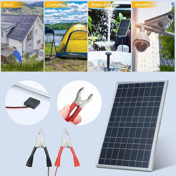10W 12V Solcellepanel Batterilader med 10A Kontroller for Kjøretøy, Portåpner, Elektrisk Gjerde