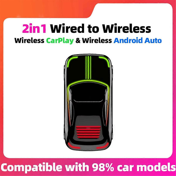 Langaton Carplay -sovitin Android Auto Smart AI Box Bluetooth WiFi Nopea Yhteys Plug and Play Wirille