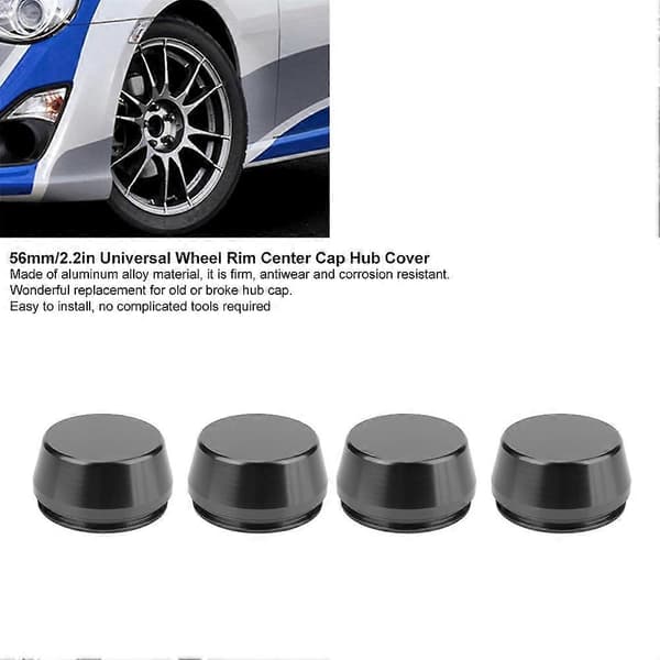 4 stk. 56 mm/2,2 tommer Universelle Hjulfælg Centerkapsel Navdæksel Aluminium Modificeret Del (Sort) YEMAA