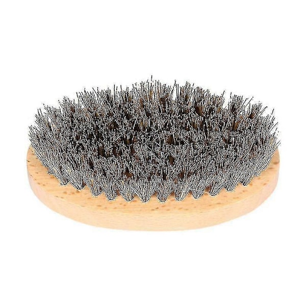 Ny 2023 Oval Borstborste för Män Skägg Mustasch med Bokhandtag i Naturlig Primärfärg Rakborste (8,5x4,5x2,8cm)