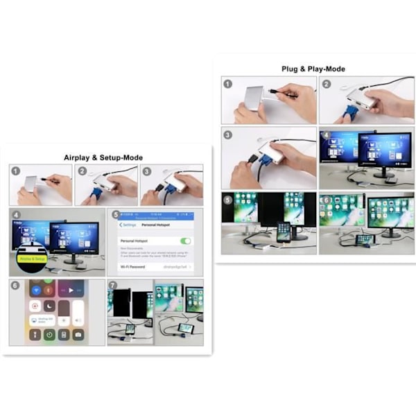 Lightning – Digital AV-adapter, HDMI- och VGA- & ljudadapter för iPhone och iPad