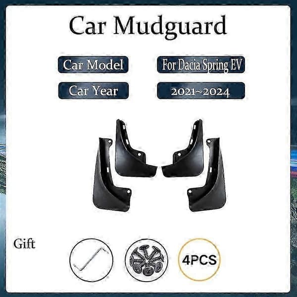 Bil Mudguards For Dacia Spring EV Renault City KZE E Tech 2021 2022~2024 Frostvæske Skjermsprut Mudflaps Biltilbehør
