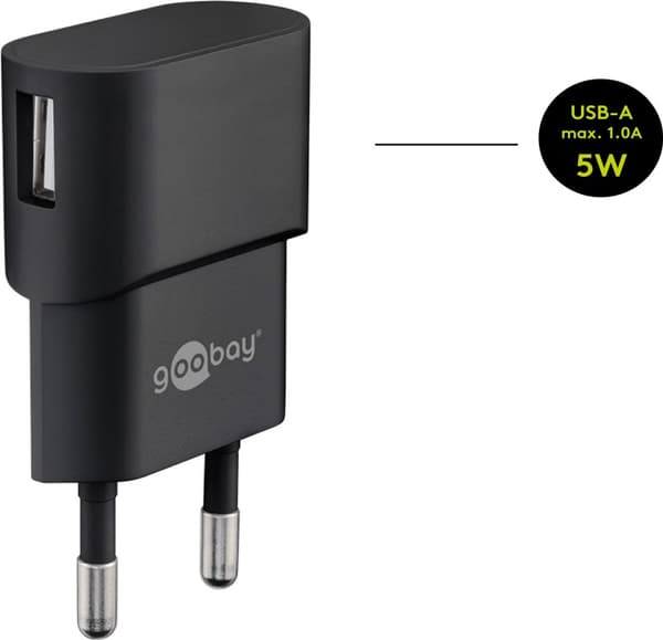 USB-A-laddare (5W) svart