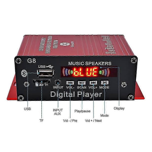 200W 12V HIFI Bluetooth Audio Effektforstærker FM til G8 - Bil & Hjem Stereo