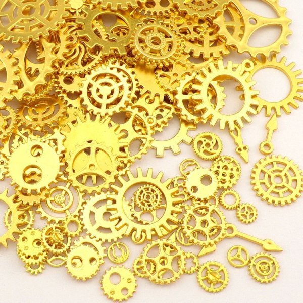 100 g vintage smycken gör DIY Punk Steam Mekanisk legering Gear Hänge Hantverk Art Golden