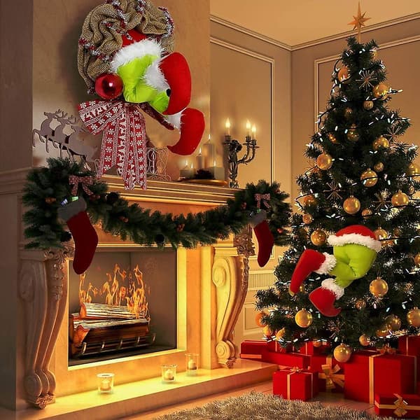 Grinch Julekrans, Julepynt Julekrans, Kranser Hjemmedekor Tilbehør, Julepynt