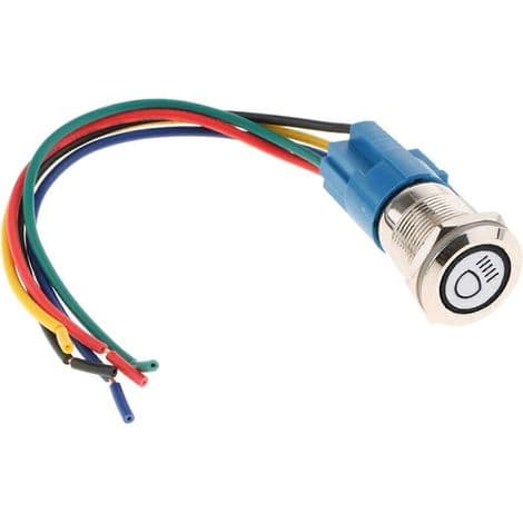 Vanntett selvlåsende trykknapp med LED - 16mm