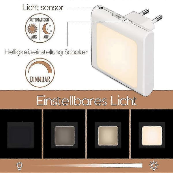 Nattlampe med skumringssensor 4 stk. Retningslys Varmhvit