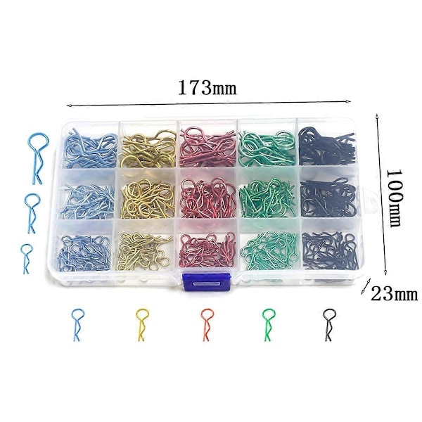 260 st 1/8 1/10 1/16 RC Bil Kaross R Clips Karossfäste Metall Kaross Clip Pin Lastbilsleksakstillbehör