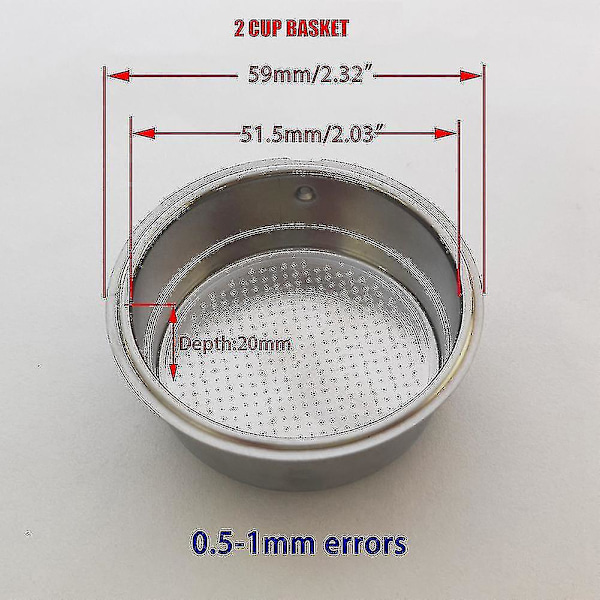 51 mm:n pohjaton kahvin uudelleenkäytettävä suodatin Portafilter Homix-pidikkeelle 60 mm 15-20 baaria espressolle