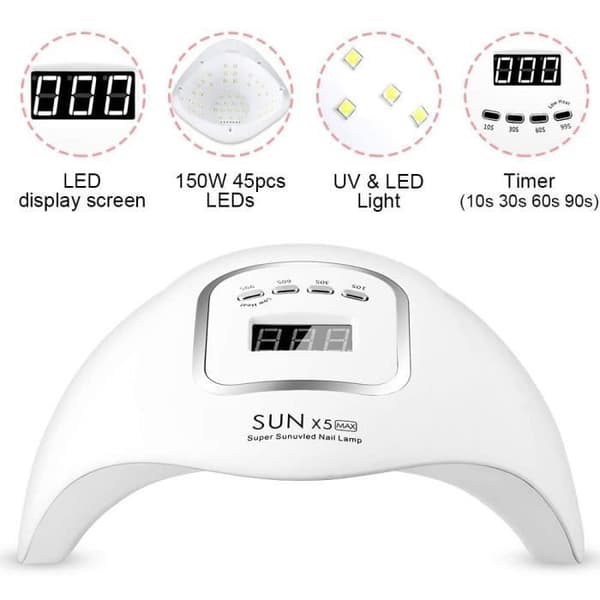 UV neglelampe - 150W - Hurtig tørring - Automatisk timer