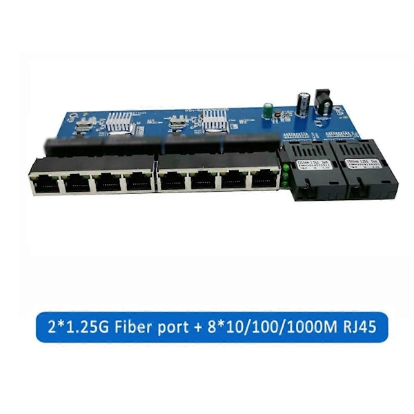 3 stk. 10/100/1000M Gigabit Ethernet Switch Fiber Optisk Mediekonverter PCBA 8 RJ45 UTP og 2 SC Fi