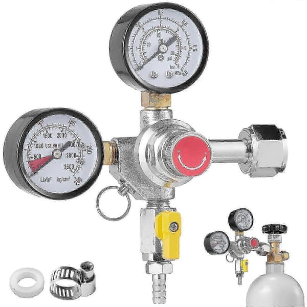Dubbel manometer regulator, CO2-regulator, 0-60PSI, för fatölbryggning, CGA320 version 0705
