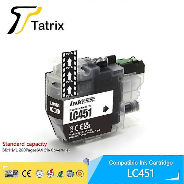 Højkvalitets Tatrix Standard Kapacitet Lc451 Lc 451 Kompatibel Blækpatron Til Brother Dcp-j1050dw,dcp-j1140dw,mfc-j1010dw Printer