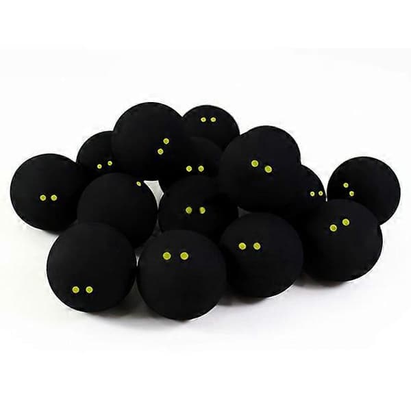2 stk Squashbolde To Gule Prikker Lav Hastighed Trænings Squashbolde Sort Gummi Racketbolde