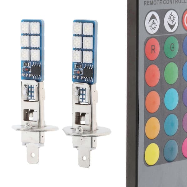 2 stk. H1 RGB LED Bilfrontlykter Tåkelys Pærer 880 881 Plugg