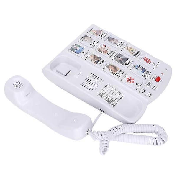 Fasttelefon med store knapper, fasttelefon for skrivebord med hurtigvalgsfunksjon, hjemmetelefon for eldre