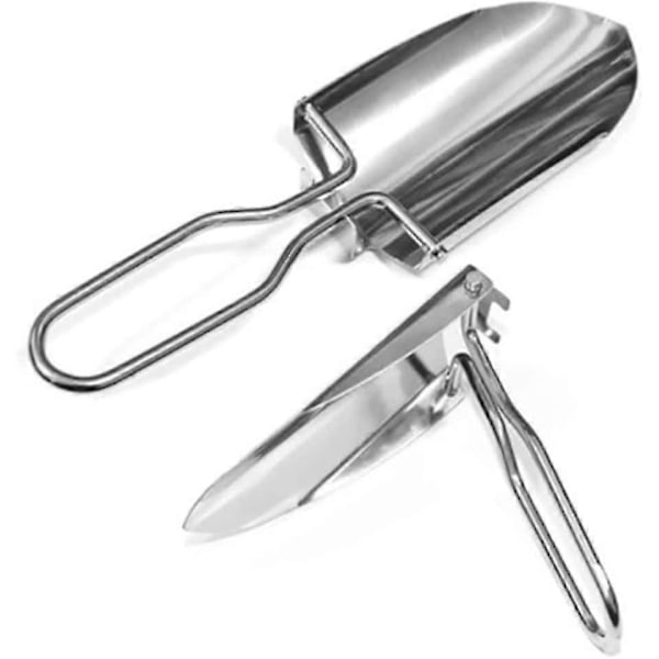 Mini Spade Utendørs Hage Rustfritt Stål Sølv Sammenleggbar Liten Spade Kan Arbeide Hånd i Hånd Rustsikker Metall Bærbar Camping (sølv) (1 stk)