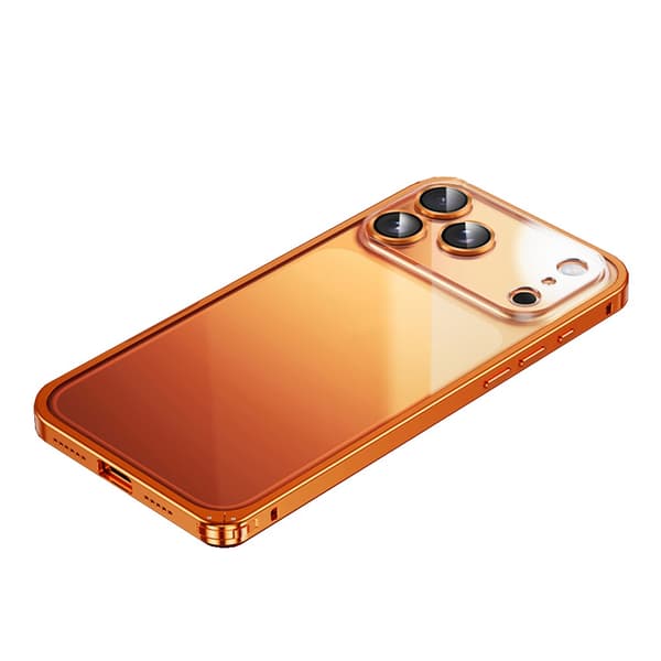 Orange Magnetic Spring Buckle Transparent Back Case Compatible with iPhone 17 Pro
