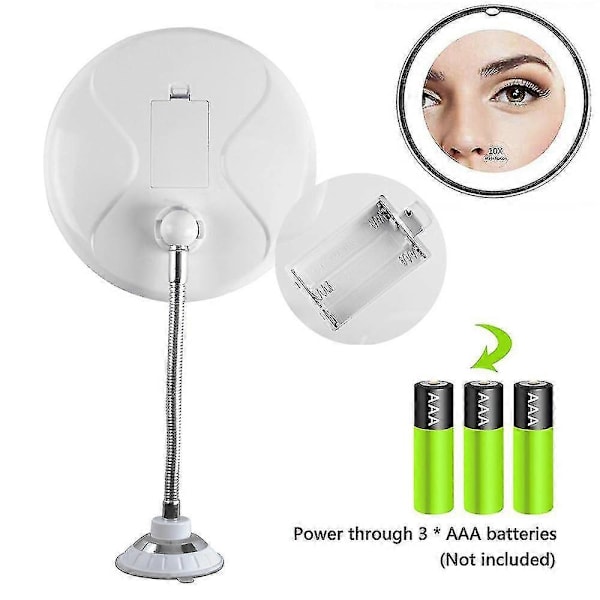 Joustava hanhenkaula 10x suurennuspeili LED-valolla, kylpyhuone DDR