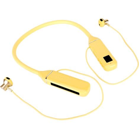 Bluetooth-headset med LED-display, indbygget hukommelse og magnetisk RGB-belysning - Gul udgave