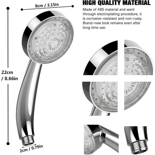 LED Dusjhode - Universal - 7 Farger - Krom - Vannbesparende Dusjhode - Fargeskiftende Spray, Sølv