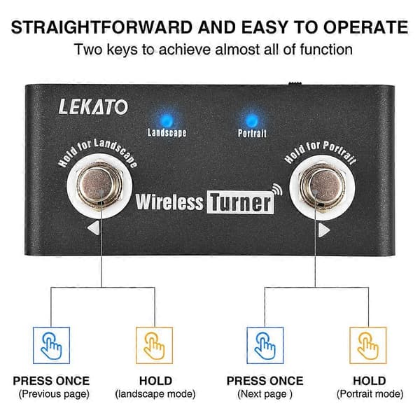 Lekato Stämpedal Trådlös Extern Sida Gitarr Effektpedal Blädderpedal för Gitarr Looper Smartphones Surfplattor