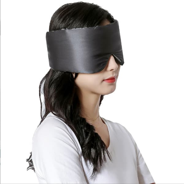 100% Mullbärssilke Sovmask för kvinnor män, Silkesögonmask för sömn Mörkgrå