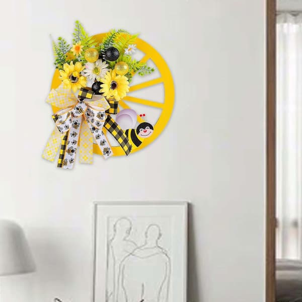 Solroskrans Ytterdörr Bi Båge Bröllop Vägg Konstgjorda Blommor Skylt