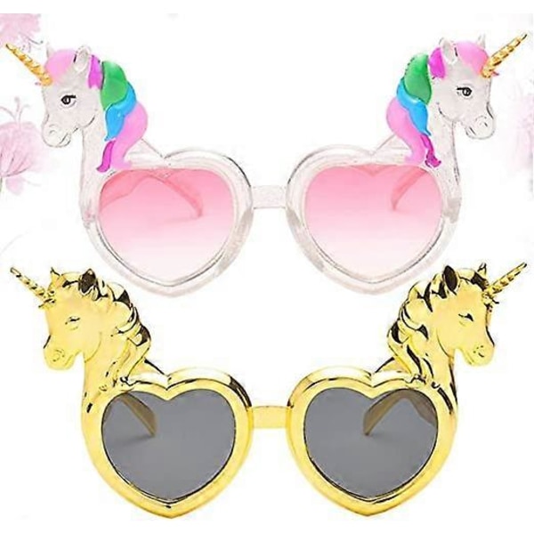 2 stk Unicorn Hjerte Party Solbriller Unicorn Hjerteformet Party Briller Unicorn Barn Party Tilbehør Perfekt