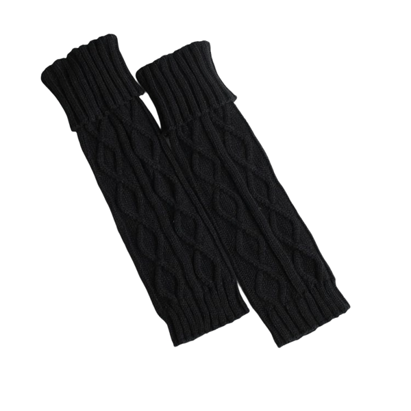 Knitted Winter Warm Boot Socks Leg Warmers 1 Pair Black