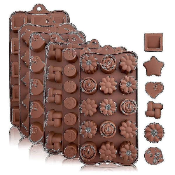 6 Stykker Kakeform Multi Stil Silikon Sjokoladeform L Baking