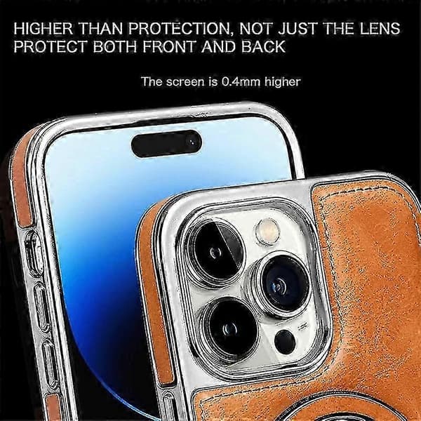 Luksus Læder Usynlig Stand Telefon Cover Til Iphone Case15/14/13 Pro Max