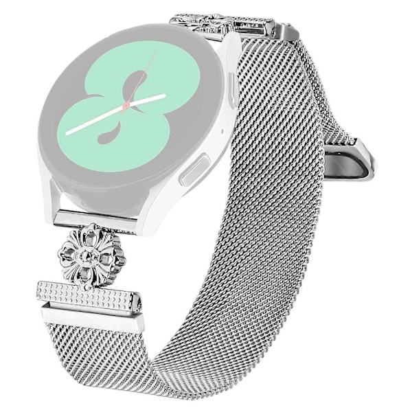 Type A Milanese rem til Garmin Fenix 6S med blomstermotiv, rustfrit stål, magnetisk mesh urrem