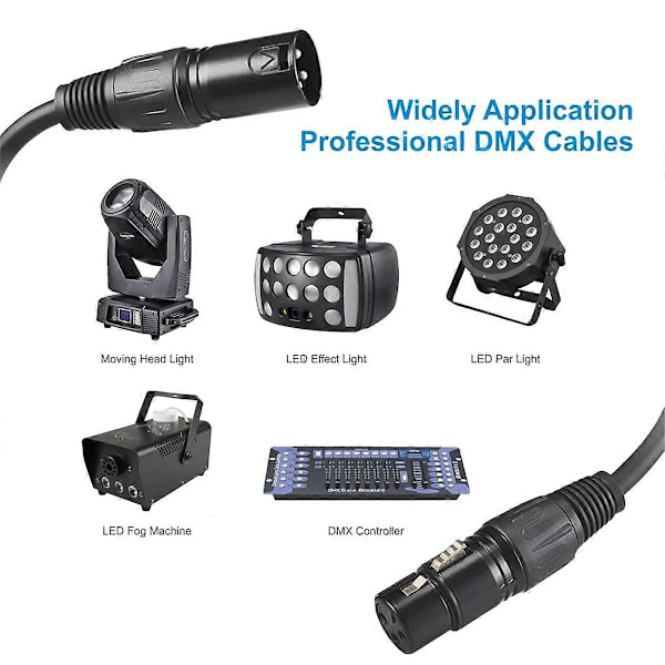 DMX-kaapeli 3m, 4 kpl DMX-kaapeleita 3-nastainen signaali XLR uros-naaras DMX-kaapeli signaalilähetykseen