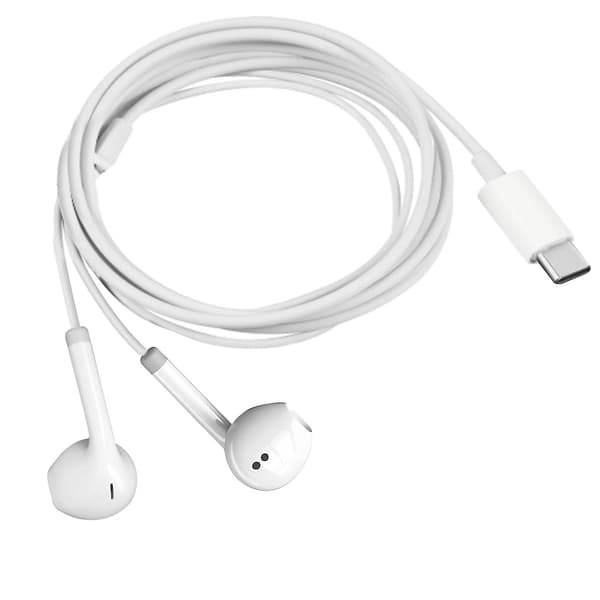 USB-C Øretelefoner med Støydemping, Mikrofon og Kontrollknapper, Lengde 1,2m, Hvit