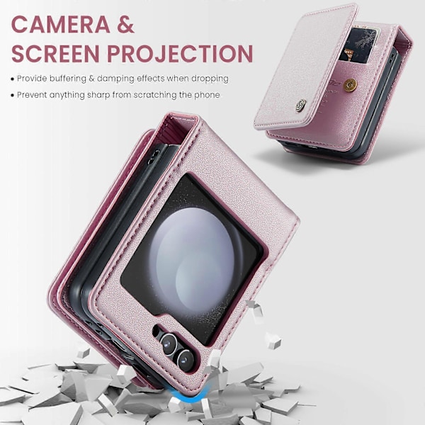 Cover til Samsung Galaxy Z Flip 6 med RFID-blokering, Z Flip 6 Wallet Phone Case med kortholder, holdbart stativcover til Galaxy Z Flip 6