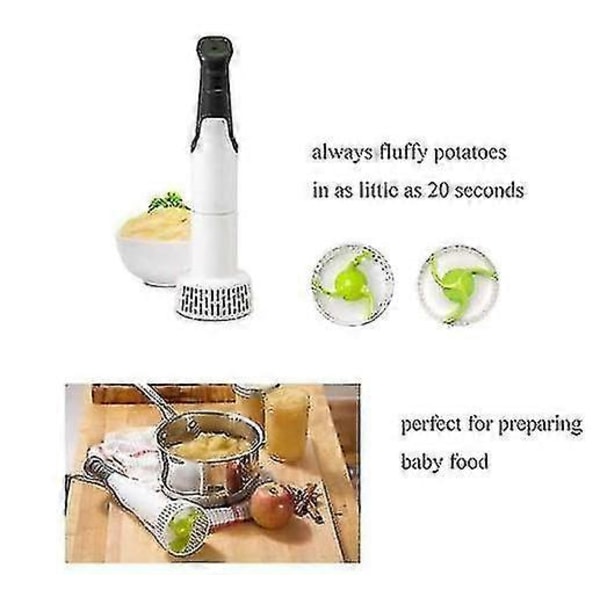 Elektrisk kartoffelmoser, håndmixer grøntsagshakker 3-i-1 sæt, multifunktionel puré- og blender-dyppeblender til perfekt blanding og purering