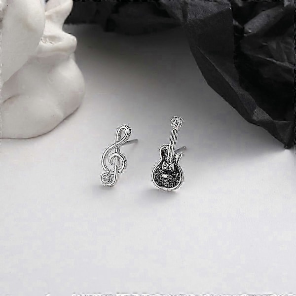 Lätta Musiknot Örhängen Asymmetri Cubic Zirconia Gitarr Örhängen
