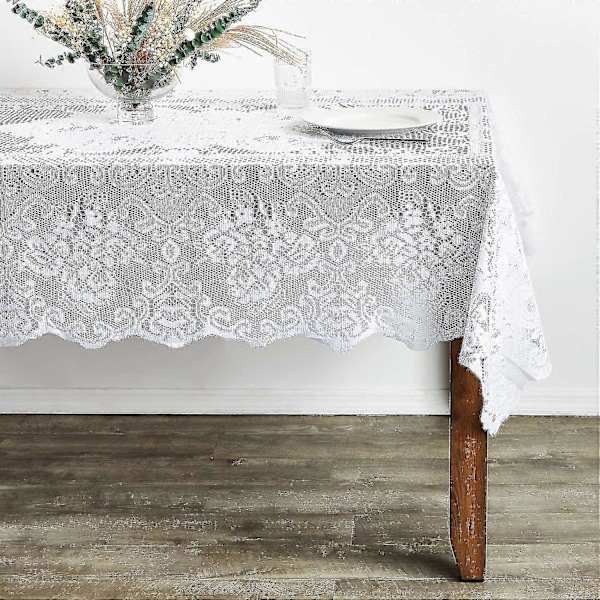 Skummel Rektangulær Blonde Duk - 137x183 Cm Hvit Design