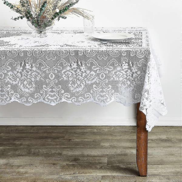 Uhøjtidelig rektangulær blonde dug - 137x183 cm hvidt design