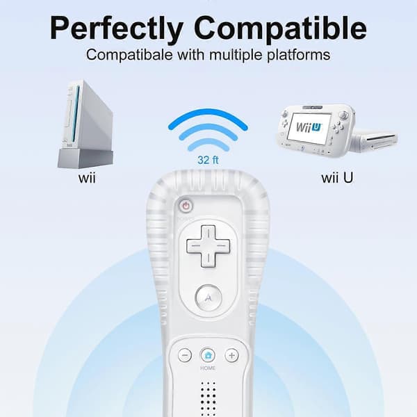 2025 Nyeste Wii Remote, Wii Controller 2-pak med håndledsrem og silikoneetui, hvid