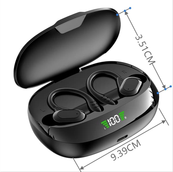 Bluetooth 5.0 Trådløse Øretelefoner - LED Display - In-Ear - Sort - Vandtæt