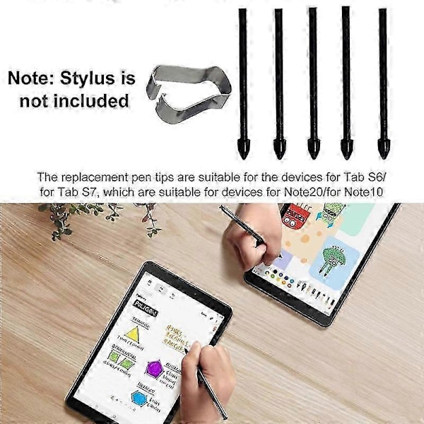 5 stk Stylus Refill Erstatning Stylus Touch Pen Tipp Erstatningsspiss for Galaxy Note20/Note10/Tab S6/T JP