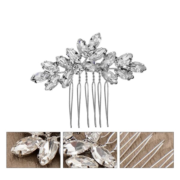 Sølvfarget brudehårkam med rhinestones
