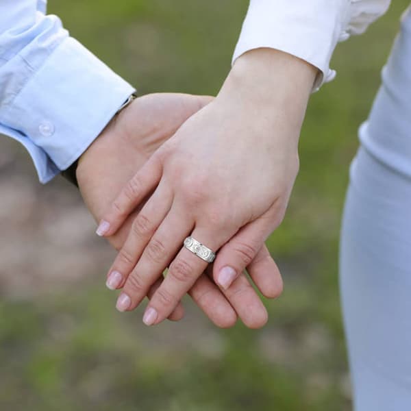 Måne og Stjerne antistressring rustfrit stål Sølv 24 mm